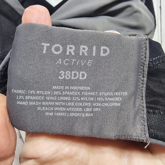 TORRID Active Woman's Gray Mid Impact Underwire Strappy Sports Bra Size 38DD. - Picture 11 of 11